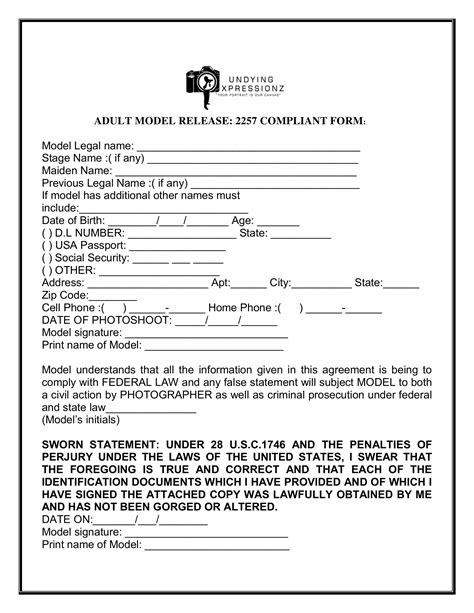 2257 model release form pdf|2257 Form – Fill Out and Use This PDF